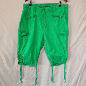 Taxi Womens Green Cargo Shorts Size 2X Drawstring Hem Utility Pockets Plus Size`